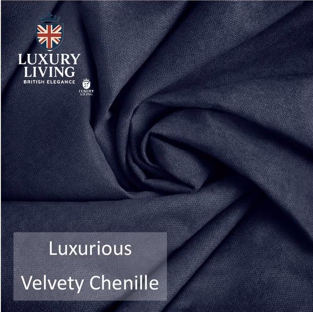 Alan Symonds Luxury Living Velvet Chenille Blackout Pencil Pleat Door Curtain in Blue, W: 56 cm, H: 84 cm – 5