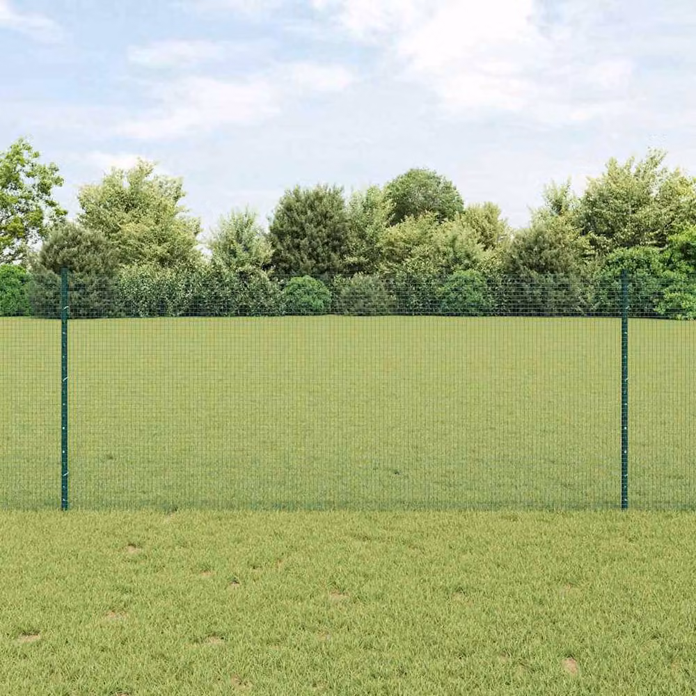 Berkfield Set of 2 Green PVC-Coated Metal Garden Fence Panels, W: 1 m, H: 2 m – 2