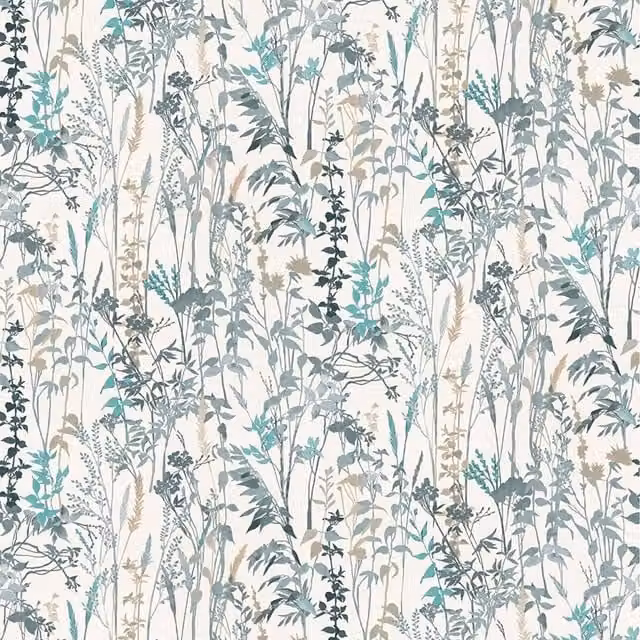 Erismann Casual Chic Cottage Leaves Botanical Floral Wallpaper in White, Blue and Grey