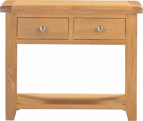 Seconique Windsor 2 Drawer Console Table in Natural Oak, W: 70 cm, D: 34 cm, H: 85 cm – 3