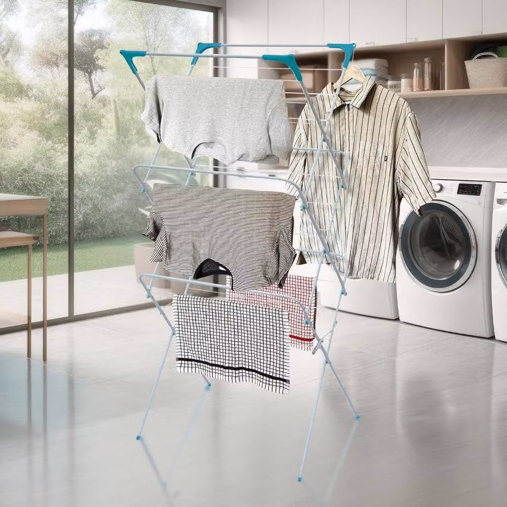 MANTRARAJ 3 Tier Foldable Clothes Drying Rack Airer in White – 2