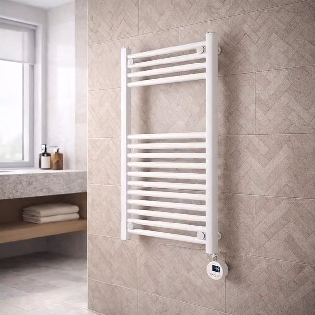 Lux Heat White Electric Ladder Towel Radiator, W: 60 cm, H: 80 cm