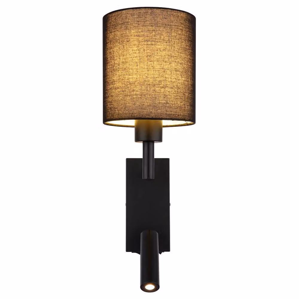 Netlighting Zamora Reading Wall Light in Matt Black with Black Textile Shade, E27 – 3