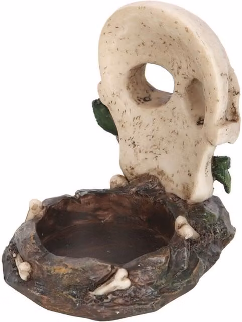 KDMK Skull Rose Ceramic Tealight Holder for Halloween Decor in Red and White