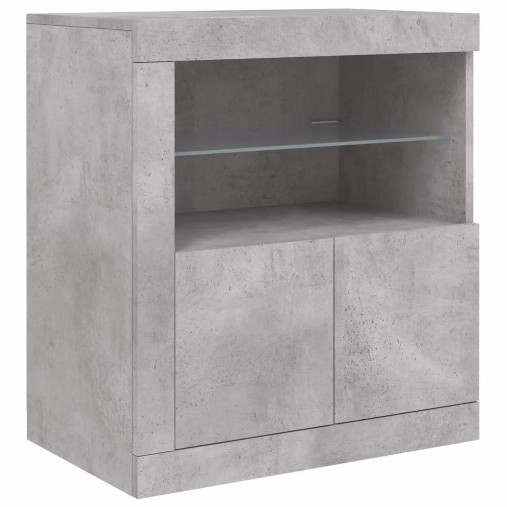 Berkfield Home Modern Sideboard with Integrated LED Lights in Concrete Grey, W/D/H: 162 x 37 x 67 cm – 3