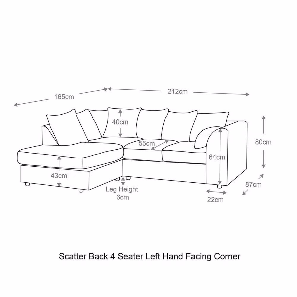 Furnishings For Less UK Monaco Blue Chenille Fabric 3 to 4 Seater L Shaped Corner Sofa, Left Hand Facing – 2