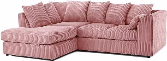 Luxor Living Pink Jumbo Cord 4 Seater Left Hand Facing Corner Sofa