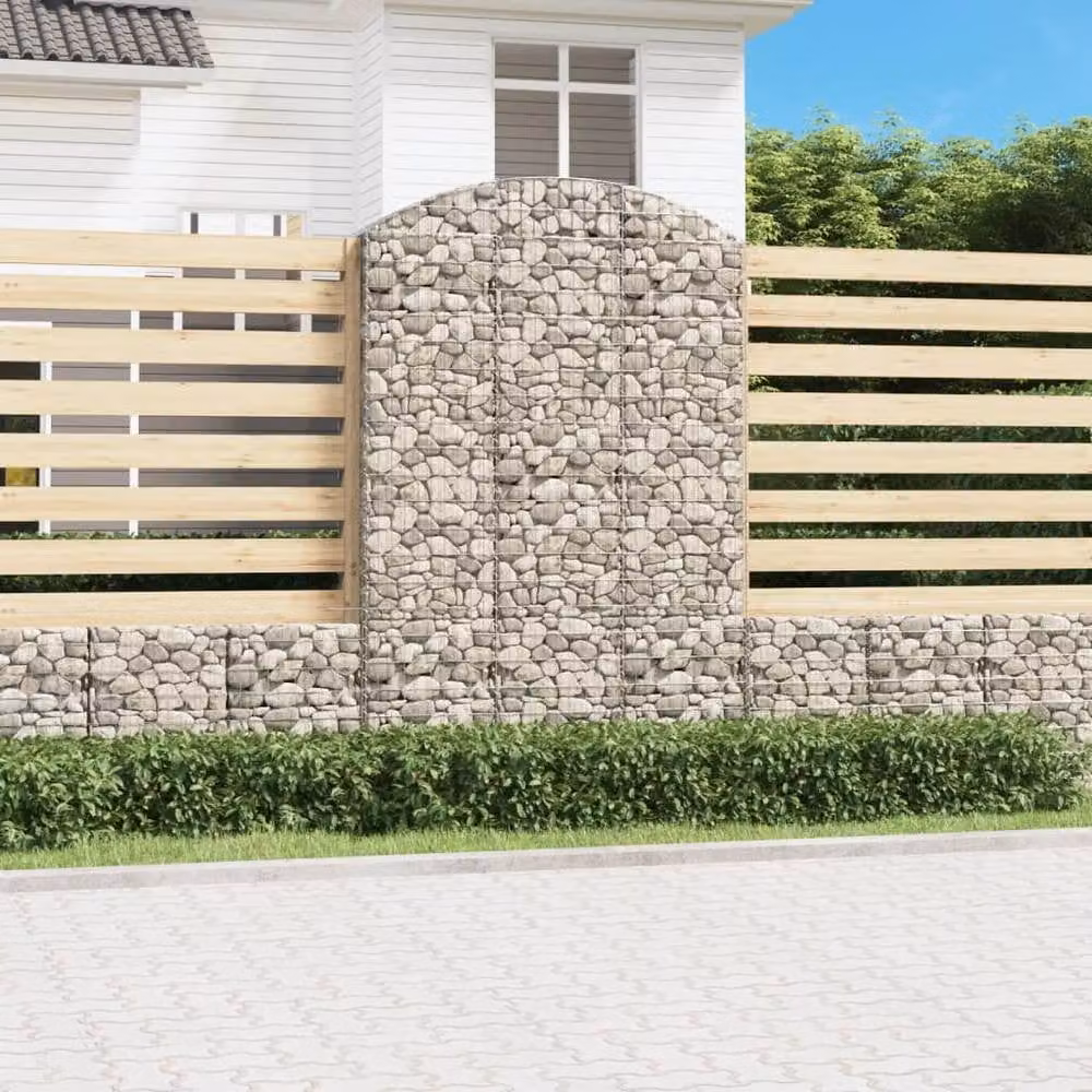 Berkfield Home Arched Gabion Basket in Silver Galvanised Steel, W: 150 cm, D: 50 cm, H: 220-240 cm – 2