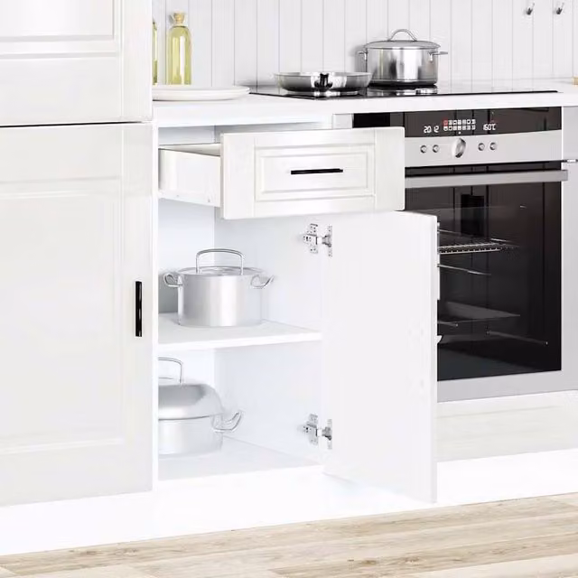 Berkfield Home Porto High Gloss White Engineered Wood Kitchen Base Cabinet W/D/H: 40.0 x 46.0 x 81.5 cm
