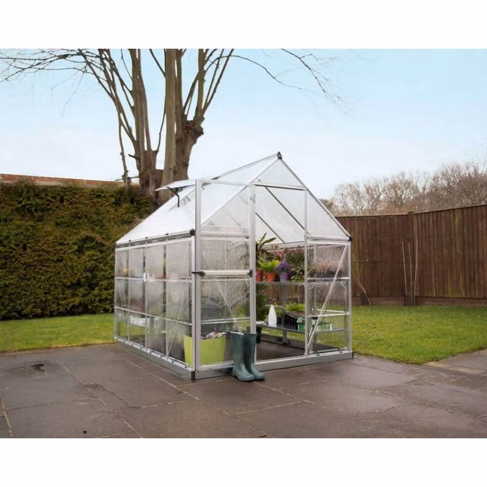 Palram Hybrid 6x10 Polycarbonate Greenhouse in Silver, W: 185 cm, H: 208 cm, L: 306 cm – 3
