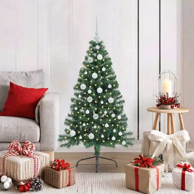 Berkfield Home Artificial Pre-lit Christmas Tree in Green, Height: 120 cm