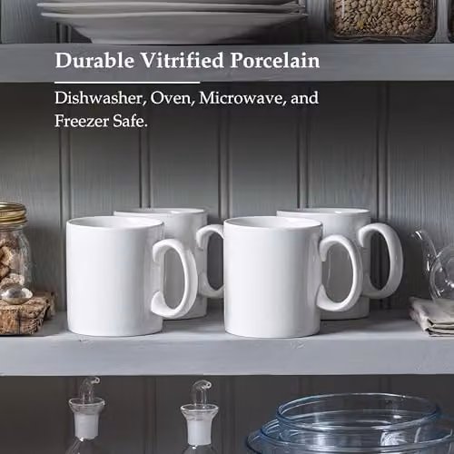 WM Bartleet & Sons 1750 Set of 4 Porcelain Mugs, 568ml, White and Red – 4
