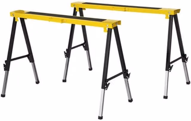 NESTLUNE Set of 2 Folding Steel Frame Saw Horses in Yellow, W: 1000 cm, H: 52 cm – 1