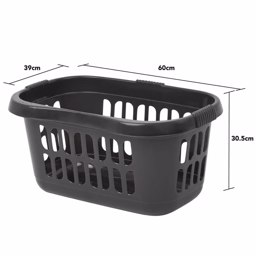 EONLION Set of 2 Black Plastic Laundry Baskets with Handles – 2