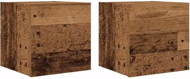 Berkfield Home Wall Mounted TV Cabinet, 2 Piece Set in Old Wood Brown, W/D/H: 30.5 x 30 x 30 cm – 1