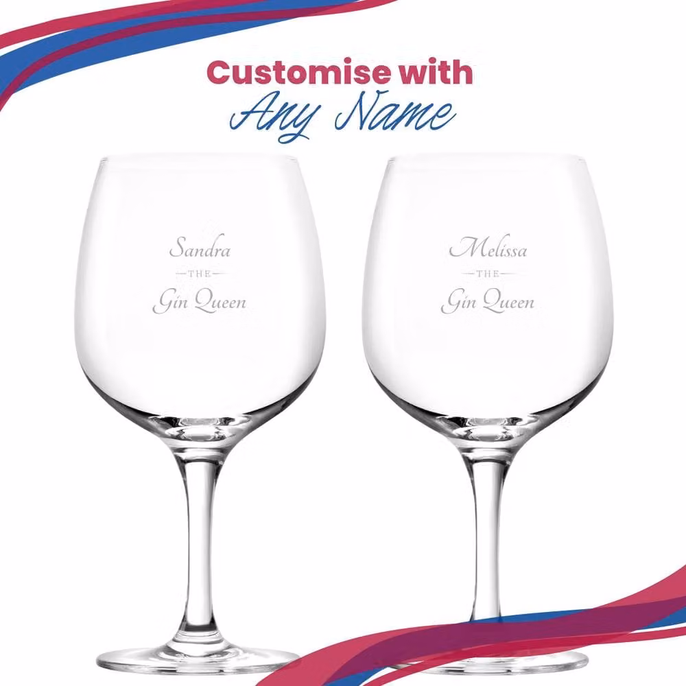 Uniqueful Personalised The Gin Queen Women's Copa Balloon Cocktail Glass in Transparent Glass – 3