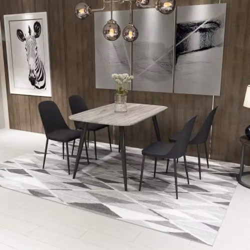 Core Products Aspen 5-Piece Modern Rectangular Dining Set in Black