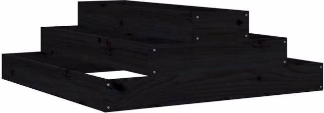 Berkfield Home Black Solid Wood Pine Planter W: 80 cm, D: 80 cm, H: 27 cm – 1