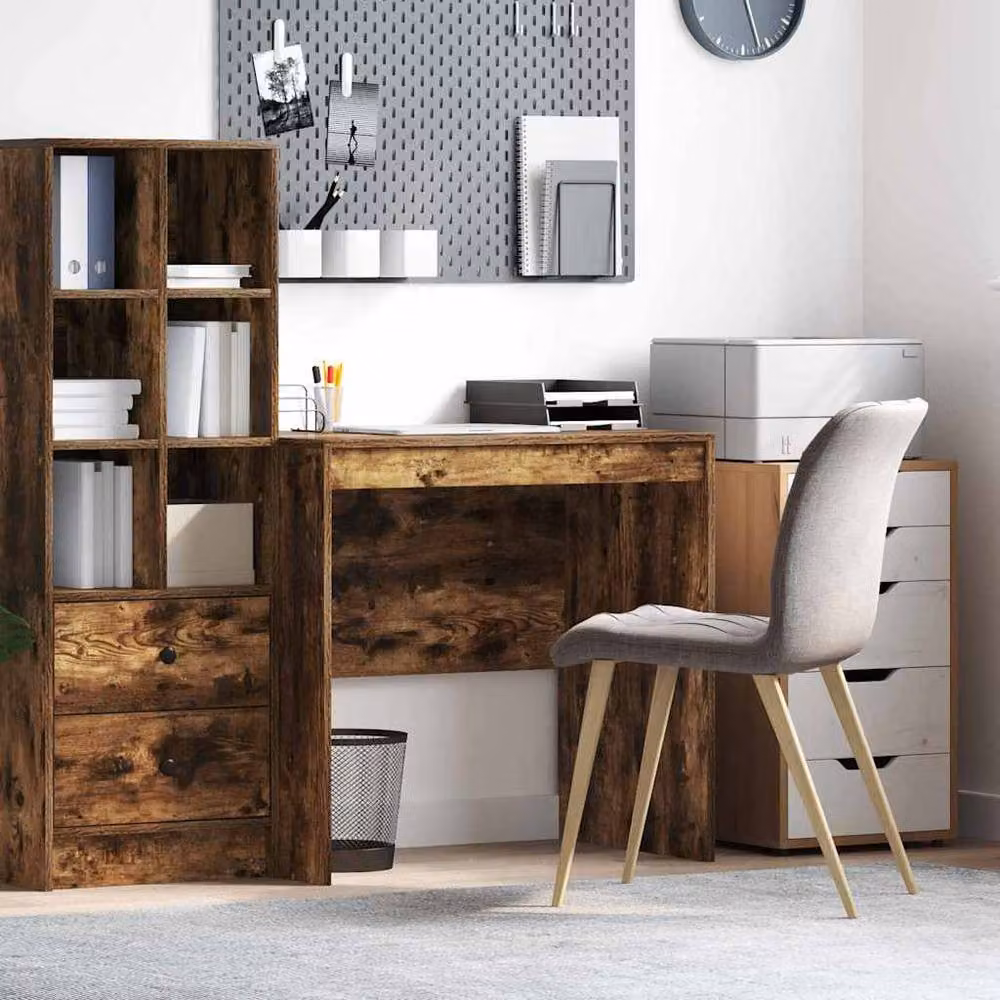 Berkfield Home Smoked Oak Writing Desk in Brown, W/D/H: 80 x 50 x 76 cm – 2