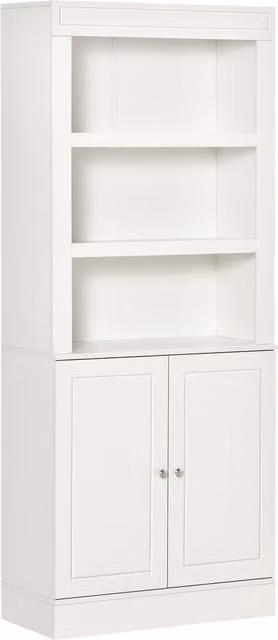HOMCOM White Kitchen Storage Cabinet with 6-Tier Shelving, Double Doors and 3 Open Compartments, H: 182.5 cm, W: 74.6 cm – 1
