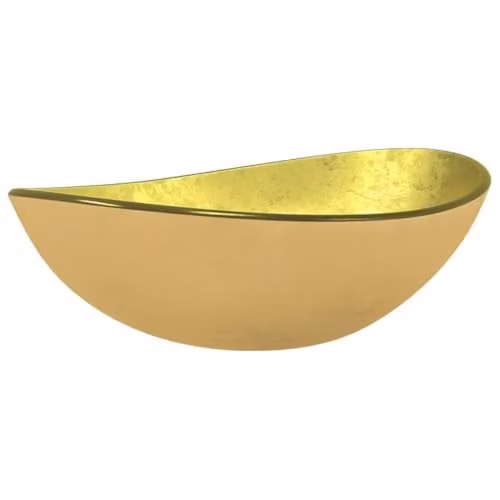 vidaXL Gold Tempered Glass Countertop Basin W: 54.5 cm, D: 35.0 cm, H: 15.5 cm – 1