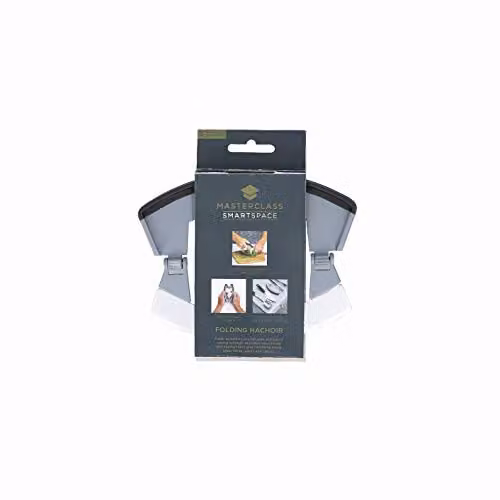 MasterClass Smart Space Folding Mezzaluna Herb Chopper in Grey Stainless Steel and Plastic, W/D/H: 15.5 x 12.5 x 12.5 cm
