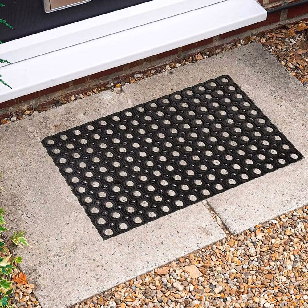 Havendro Black Non-Slip Industrial Rubber Ring Door Mat, W/D: 100 x 100 cm – 4