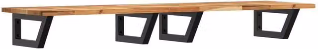 Berkfield Home Wall Mounted Basin Shelf in Brown Steel and Solid Acacia Wood – 1