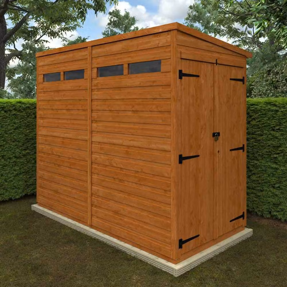 Buttercup Farm 8x4 Flex Pent Security Double Door Wooden Storage Shed in Burnt Orange, L238.8 x W115 x H203 cm – 2
