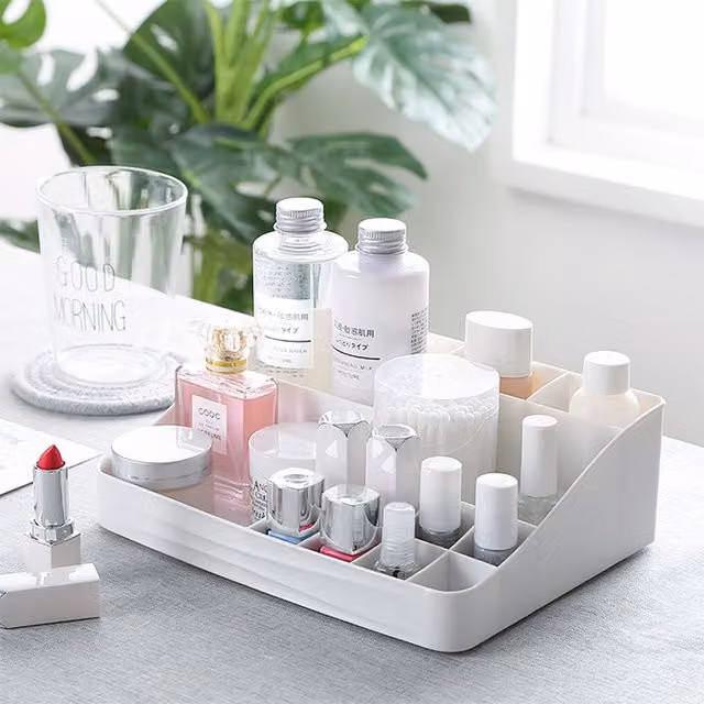 Livingandhome Multi-Slot Versatile Makeup Organiser, White