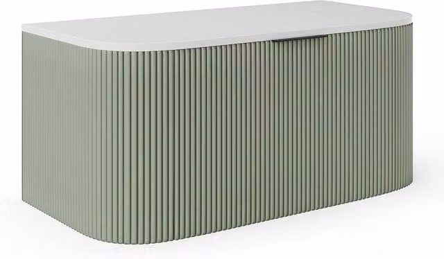LOMERI Striped Wall-Mounted Bathroom Vanity Unit in Matt Green, Width: 100 cm – 1
