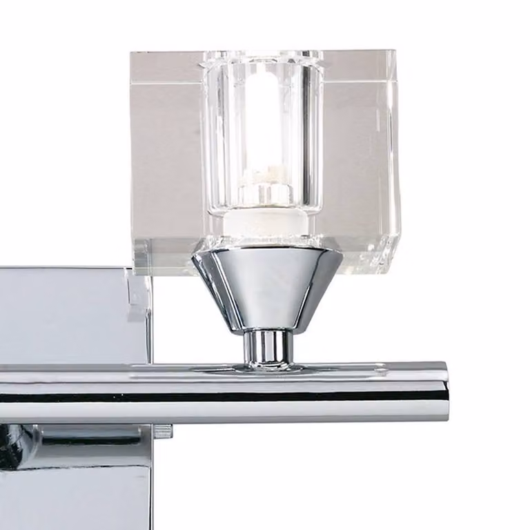 Netlighting Cuadrax 2 Light Wall Lamp in Polished Chrome and Silver with Transparent Glass and G9 Bulbs