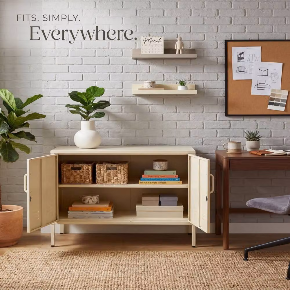 tectake Baker Sideboard in Matt Beige with Magnetic Closure and Adjustable Shelf – 4