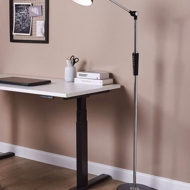 Wyld and Coco Silver Metal LED Floor Lamp with Dimmable CCT Adjustable Task Arm, Height: 169 cm
