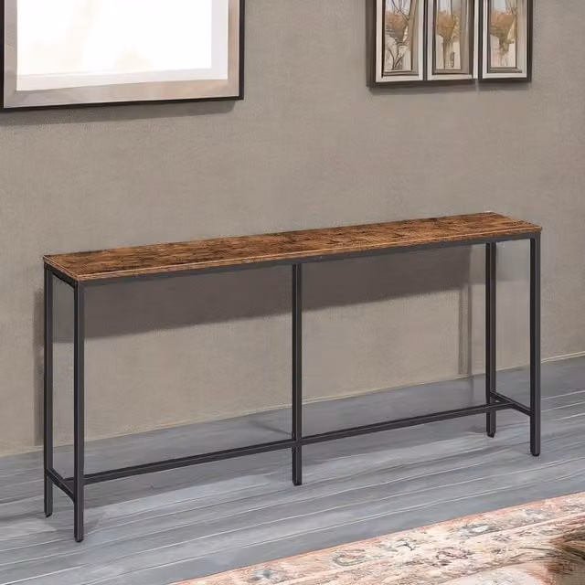 Rafaelo Mobilia Narrow and Slim Console Table for Hallway, Brown, W: 180 cm, D: 20 cm, H: 80.5 cm