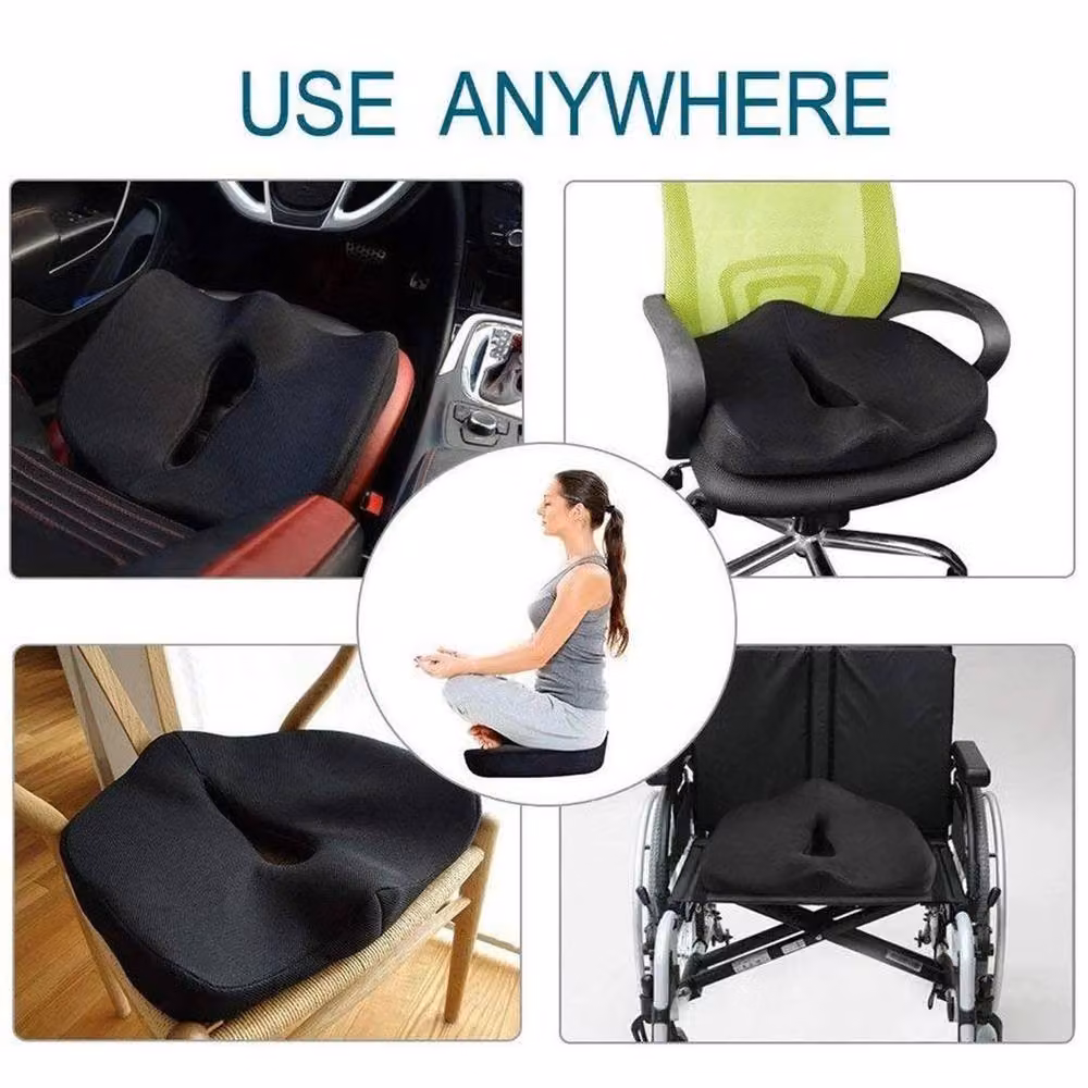 KORVIXA Black Memory Foam Contoured Tailbone Comfort Chair Seat Cushion, W: 100 cm, L: 190 cm – 4