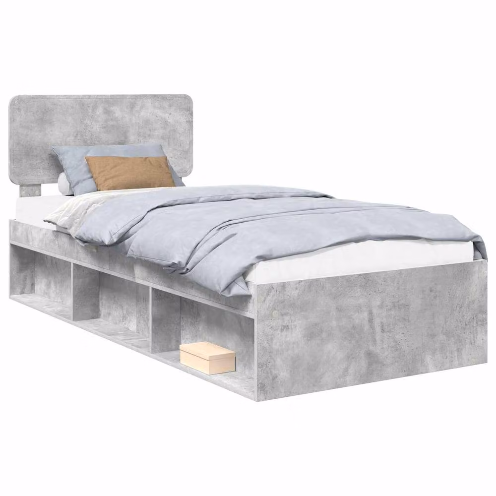 Berkfield Home Modern Grey Solid Pine Wood Bed Frame W: 75 cm, L: 190 cm – 2