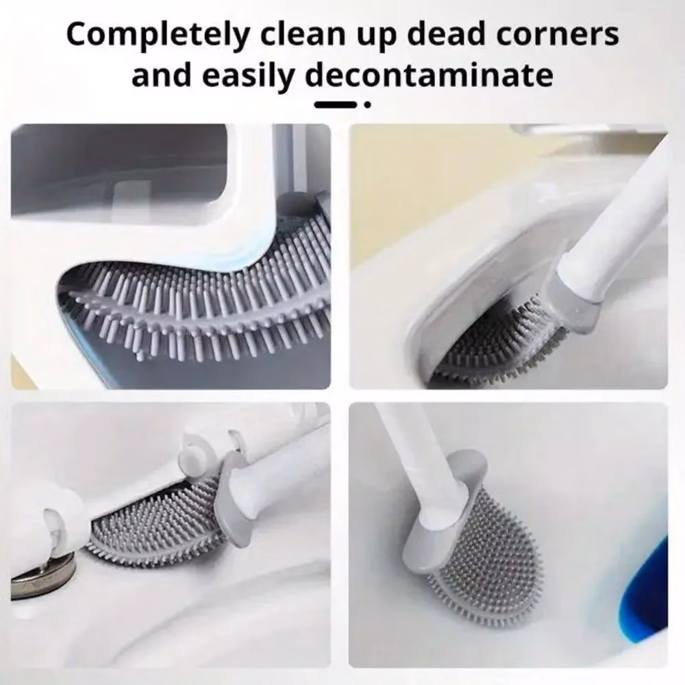 Nes Home Wall Mounted Silicone Toilet Brush and Holder in White – 2
