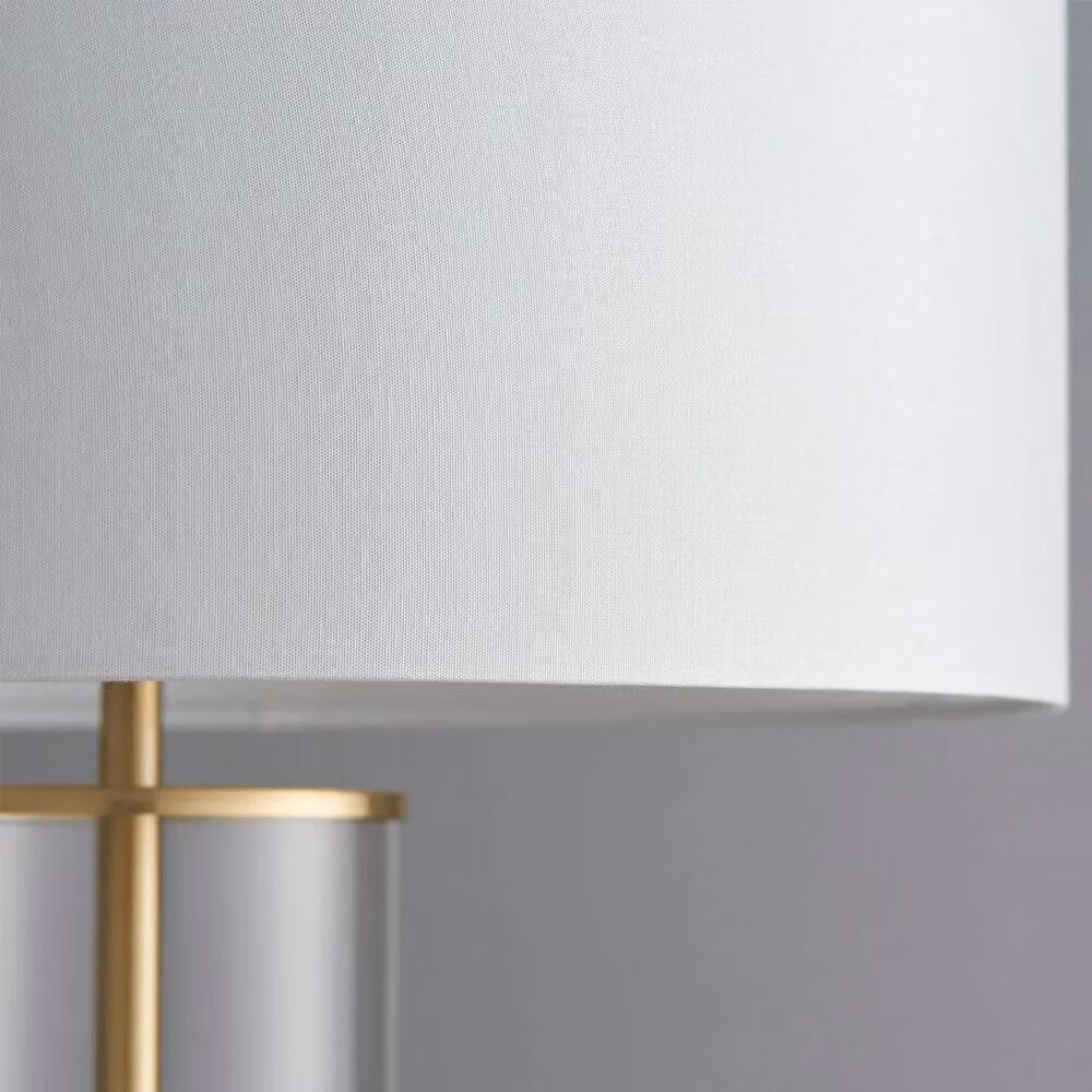 Loops Dimmable Touch Table Lamp with Gold Brass Base and White Fabric Shade – 2