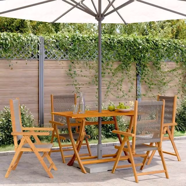 Berkfield Home Set of 4 Reclining Grey Acacia Wood Garden Chairs
