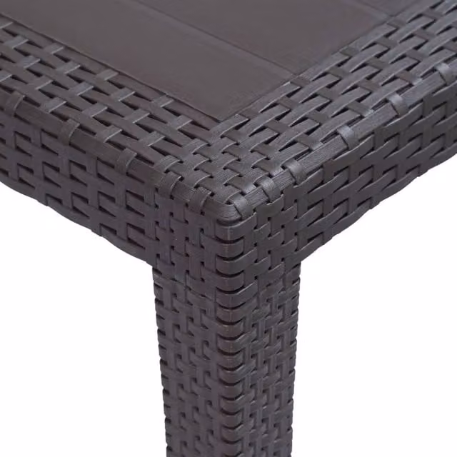 Berkfield Home Brown Square Garden Table with Plastic Rattan Look, W/D/H: 79 x 79 x 72 cm – 1