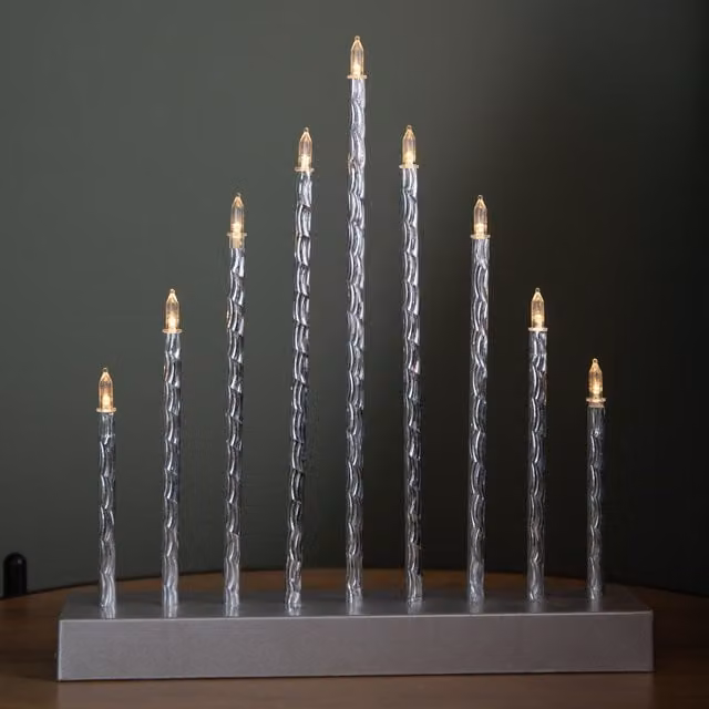 Samuel Alexander Silver Light Up Christmas Candle Bridge with 9 White LEDs, Height: 26 cm