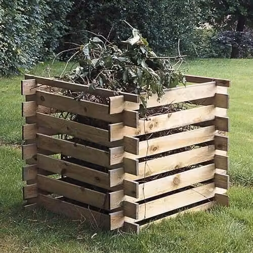 CERLAND Mezzito Wooden Garden Compost Bin Model 1670, 520L Capacity, Natural Brown Pressure-Treated Pine, W/D/H: 100 x 100 x 71.5 cm – 2