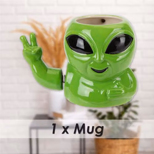 VFM e-Store Shaking Alien Wobble Mug, Green, Ceramic, W/D/H: 12 x 12 x 15 cm – 3