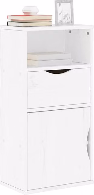 Berkfield Home ODDA Side Cabinet with Drawer in White Solid Pine, W: 40 cm, D: 24 cm, H: 79 cm