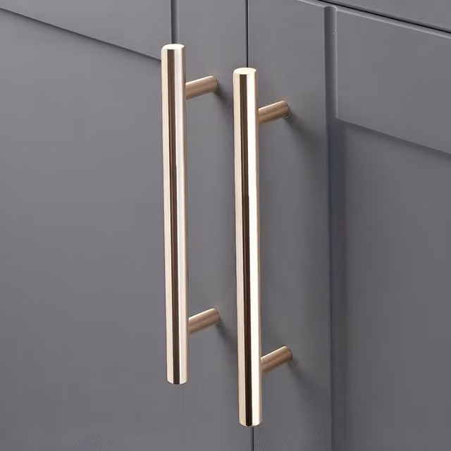 Livingandhome Pack of 2 Gold Aluminium Bar Furniture Pull Handles with 128mm Screw Hole Distance