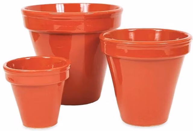 Verano Spanish Ceramics Set of 3 Dipped Red and Green Terracotta Plant Pots for Garden and Indoor Use W/D/H: 16 x 14 x 23 cm, 23 x 22 x 29 cm, 29 x 27 x 29 cm