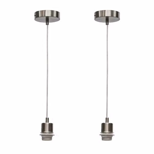 First Choice Lighting Carss Set of 2 Ceiling Pendant Kits in Silver Satin Nickel – 3