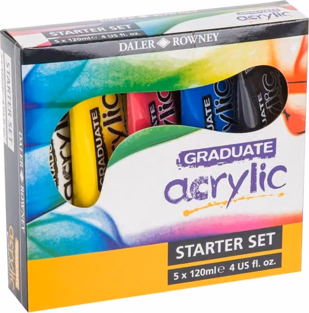 Daler Rowney Graduate Acrylic Starter Set, Multicolour, 120ml