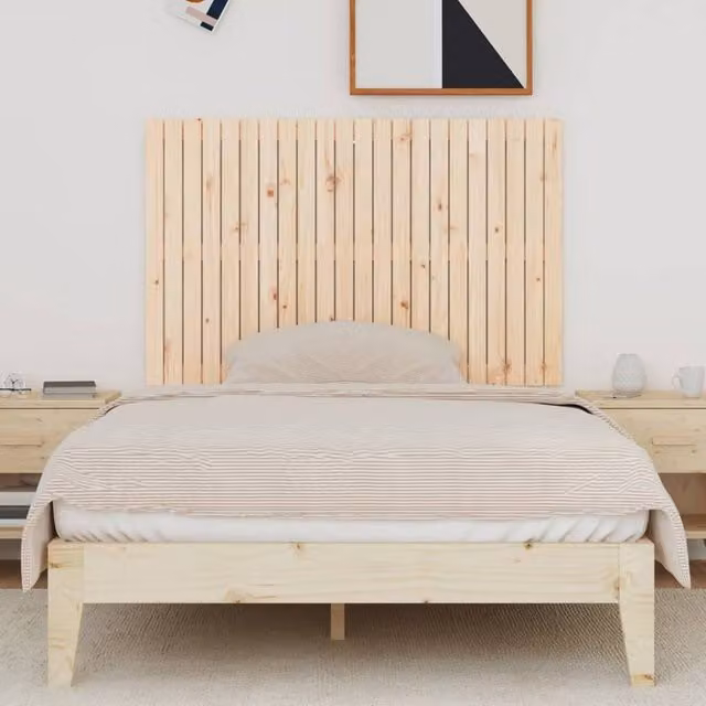 Berkfield Home Solid Wood Pine Wall Headboard in Beige, W: 140 cm, D: 3 cm, H: 90 cm